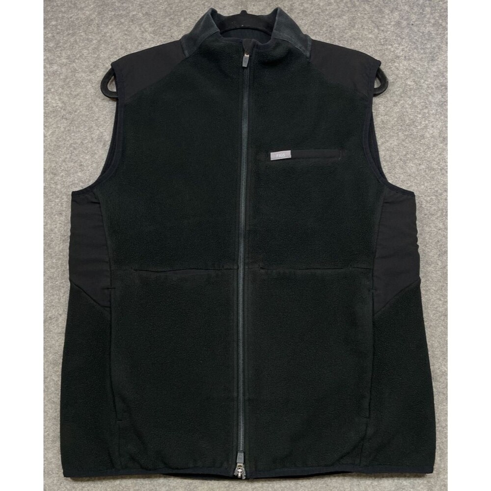 FIGS Fleece Vest Womens L Black On Shift Full Zip Primaloft Scrub Medical